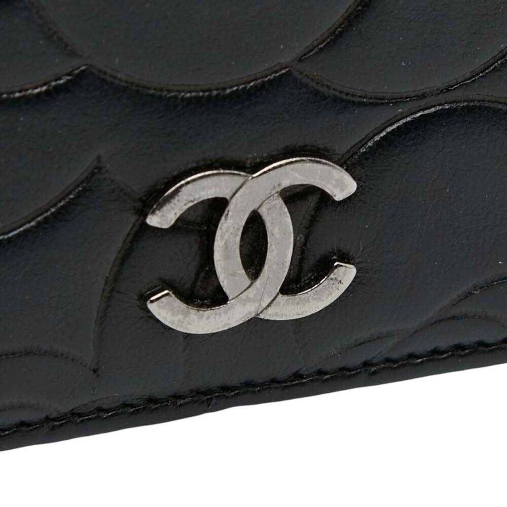 CHANEL Black Lambskin Leather Logo Wallet - Picture 8 of 11